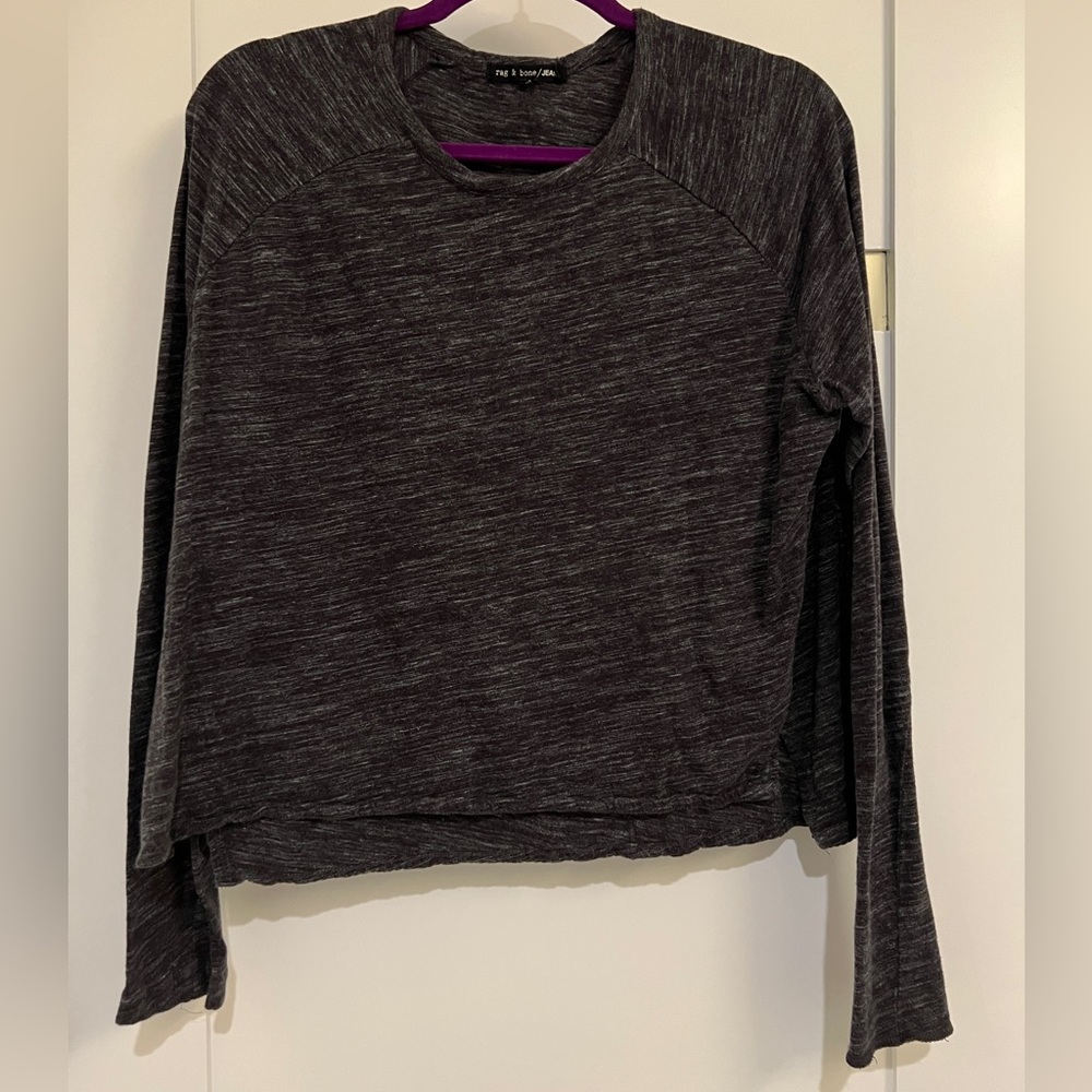 SOFT rag & bone 100% Cotton Dark Heather Gray Long Sleeve Hi-Lo Tee Women Medium